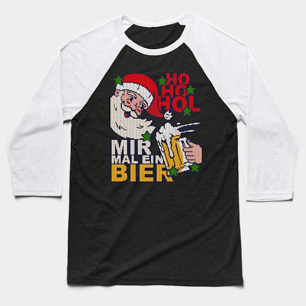 Ho Ho Hol mir Bier - Strickeffekt - Ugly Christmas Baseball T-Shirt by sweetczak